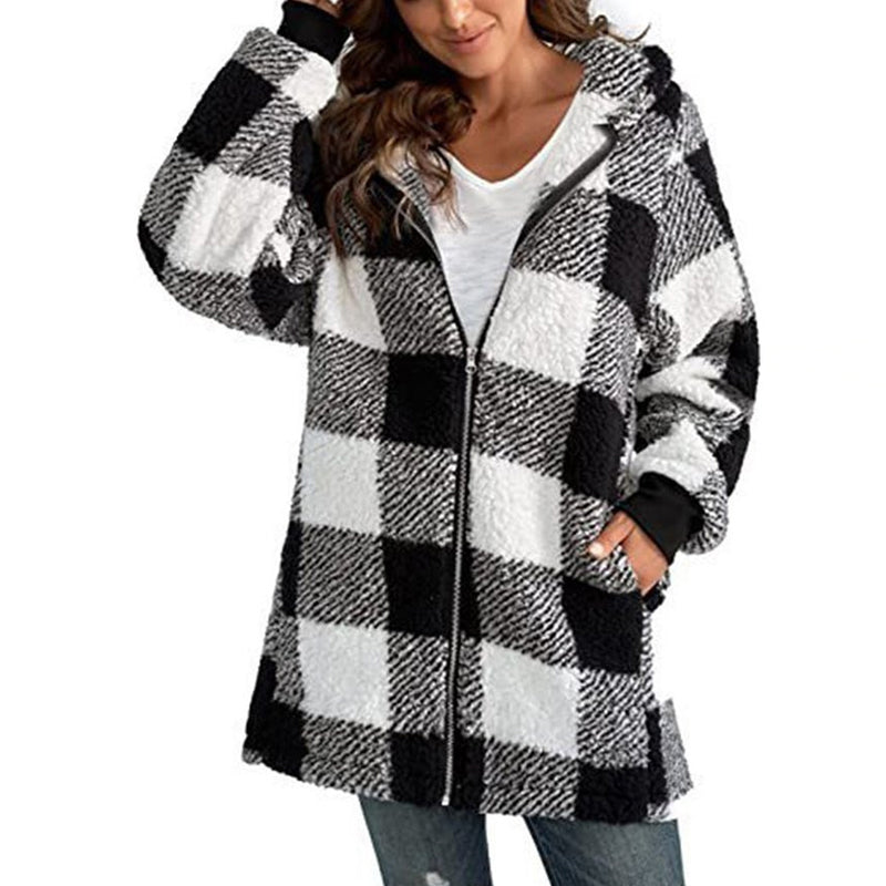 Christina | Damen Plaid Jacke | Kapuze