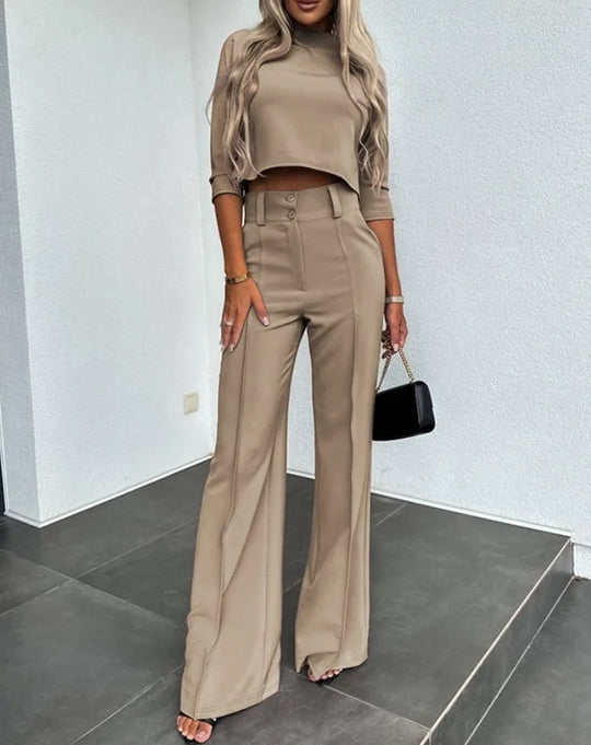 Alwine | Elegantes Damen-Set mit Crop-Top und Hose