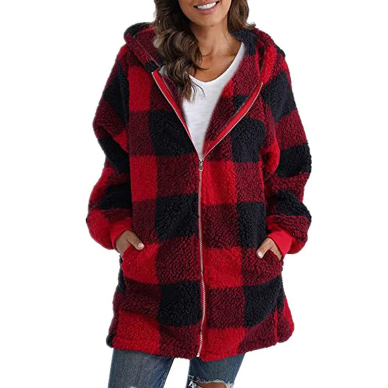 Christina | Damen Plaid Jacke | Kapuze