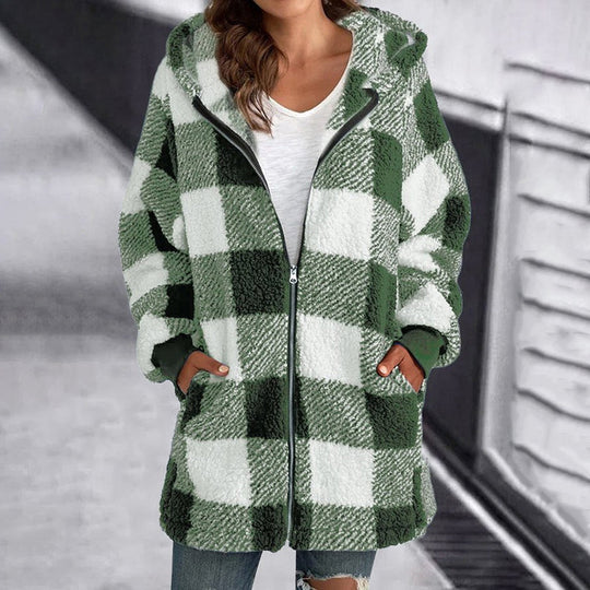 Christina | Damen Plaid Jacke | Kapuze