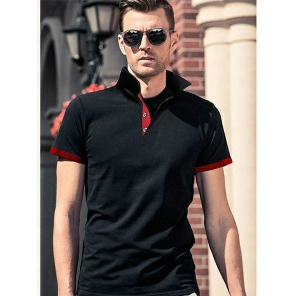 Tobias | Herren Kontrast Polo Kurzarm Sommer Casual