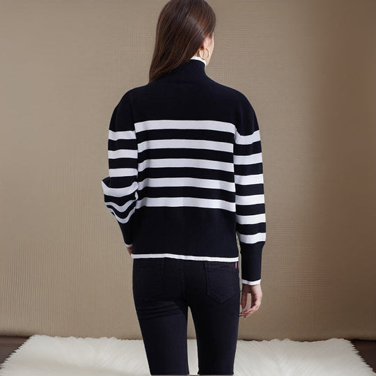 Marguerite | Streifen-Rollkragenpullover