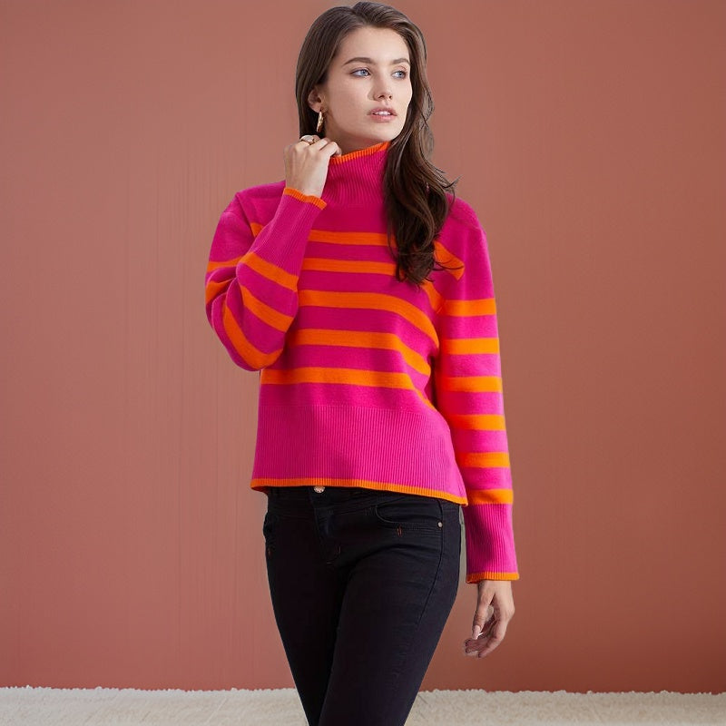 Marguerite | Streifen-Rollkragenpullover