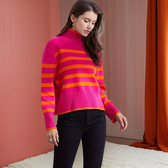 Marguerite | Streifen-Rollkragenpullover