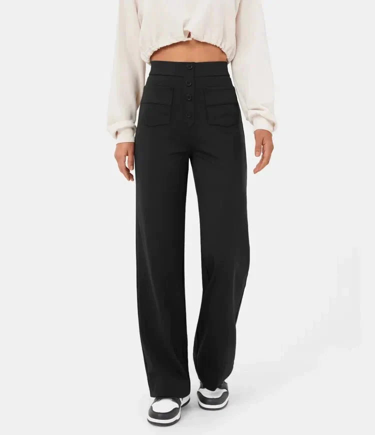 Nica | Stylische High-Waist-Hose mit Knopfdetail