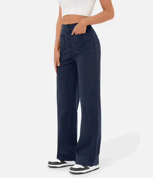 Nica | Stylische High-Waist-Hose mit Knopfdetail