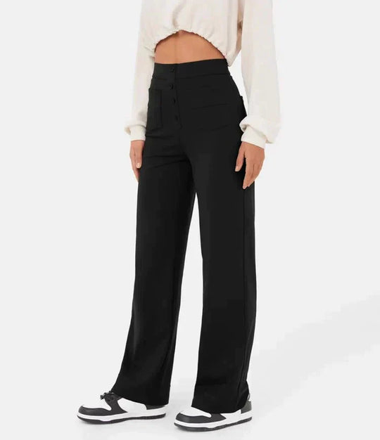 Nica | Stylische High-Waist-Hose mit Knopfdetail